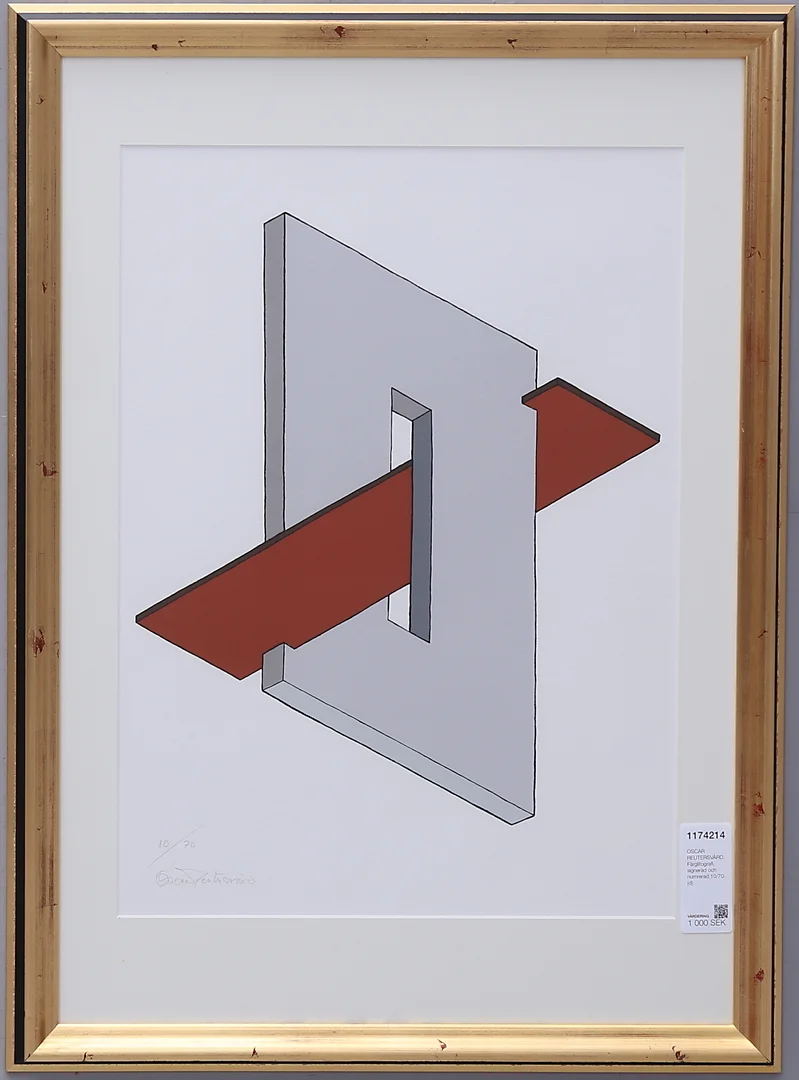 OSCAR REUTERSVÄRD. Färglitografi, signerad och numrerad 10/70. — Engravings & Prints — Växjö Auktionskammare