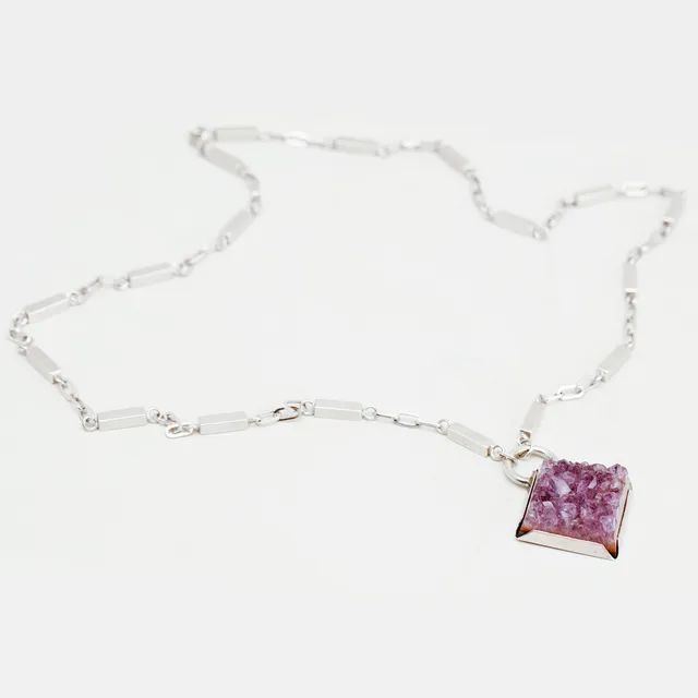 COLLIER, silver med ametist, Pege för Alton, Falköping 1966.