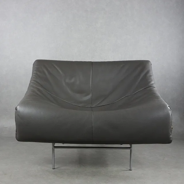 GERARD VAN DEN BERG. Fåtölj, "Butterfly lounge chair", skinnsits på stativ i krom med meshtyg, Montis, Holland, 1980-tal.