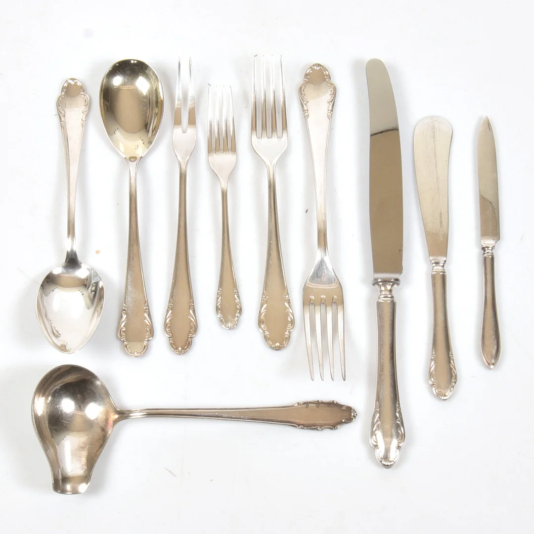 BESTICK, 60 delar nysilver, "Haga", Skandia, 1900-tal. — Other metals — Stadsauktion Sundsvall