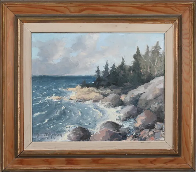 AGNE SÖDERBERG. Skärgårdslandskap, olja på duk, signerad.