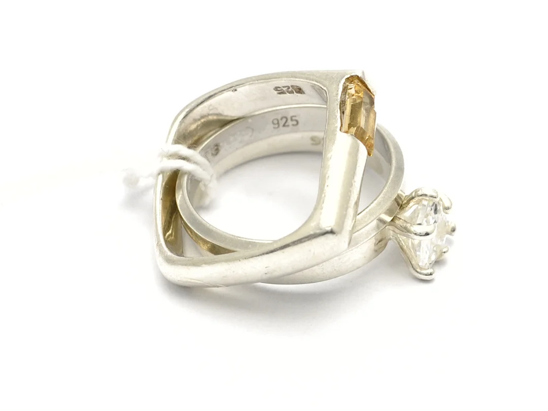 Ringar, 3st i silver med stenar Ø16 3/4, 17 1/2, 17 7,7g — Smycken/Ring — Kaplans
