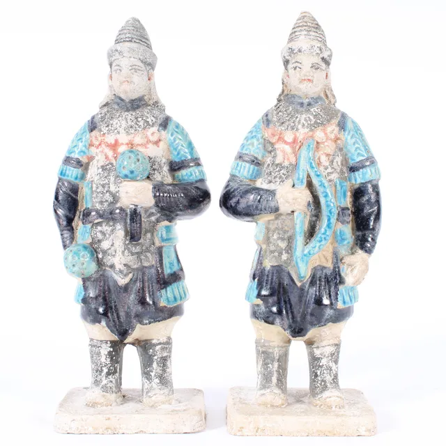 Pair of Chinese tomb guardian figures (2)