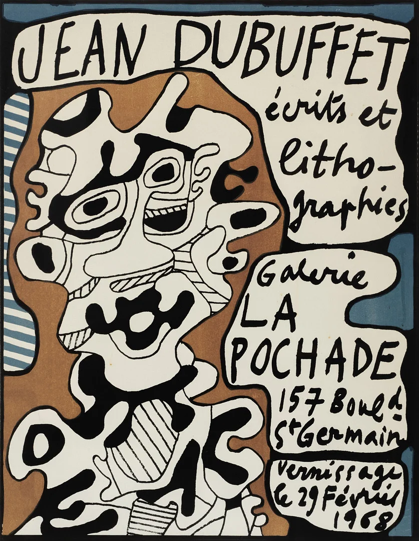 JEAN DUBUFFET (1901-1985), "Écrits et Lithographies" 1968, signed and dated by Dubuffet in pencil lower right, printed by Michel Cassé (dry stamp lower left) and published by Galerie la Pochade, lithograph in colors. — Engravings & Prints — Crafoord Auktioner Stockholm