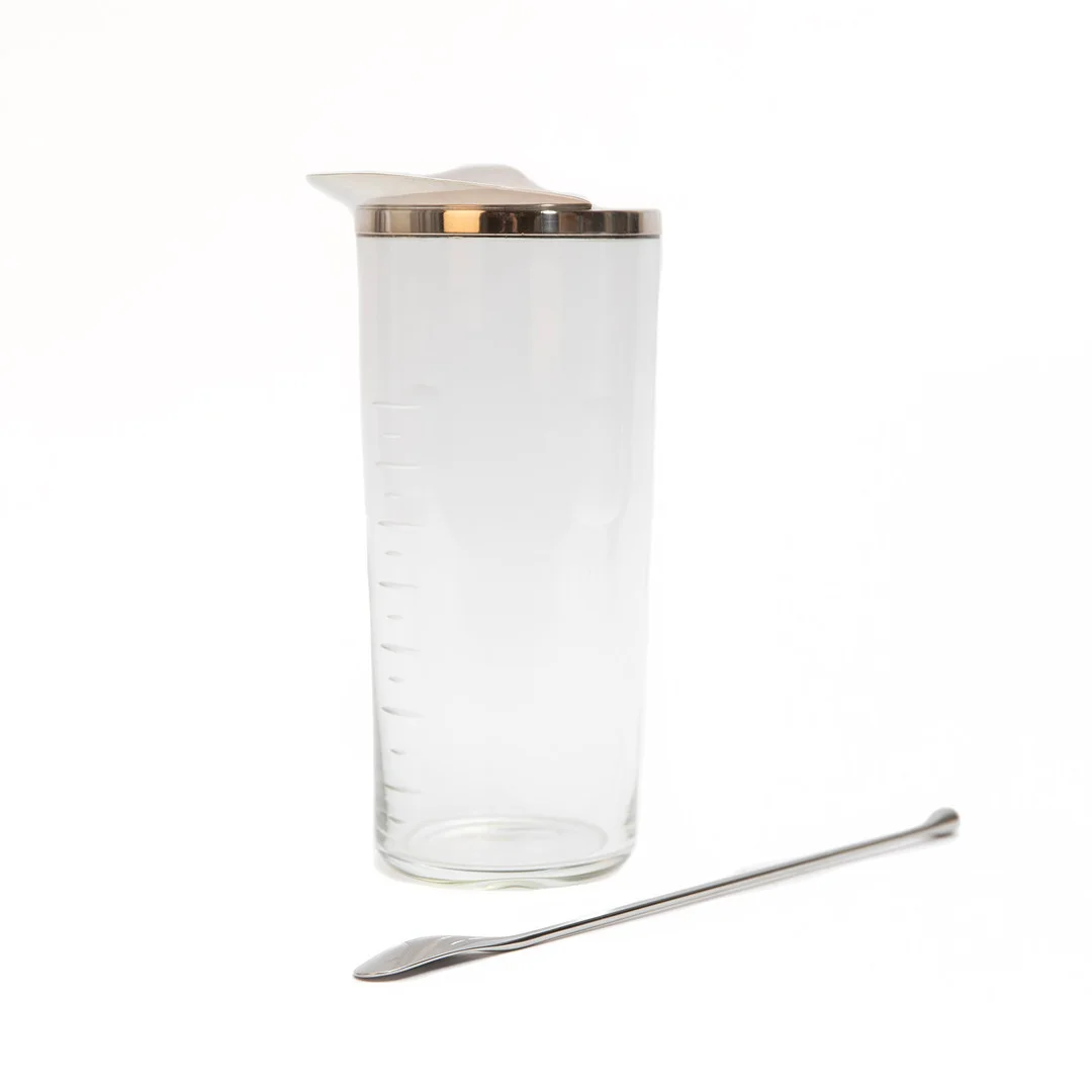 COCKTAILKANNA, Glas med silvermontering, Anton Michelsen, Köpenhamn, kring 1960. — Silver — Stockholms Auktionsverk Göteborg