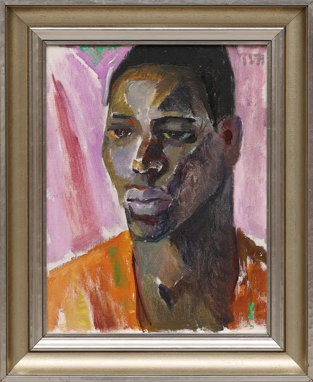 TORA VEGA HOLMSTRÖM. Porträtt av afrikansk man, olja på duk, signerad TVH.