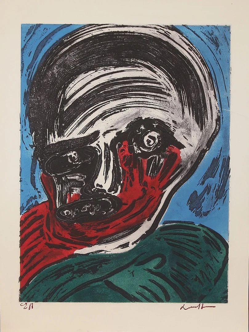 BENGT LINDSTRÖM. Ansikte, carborundum, signerad EA upplaga. — Engravings & Prints — Stadsauktion Sundsvall