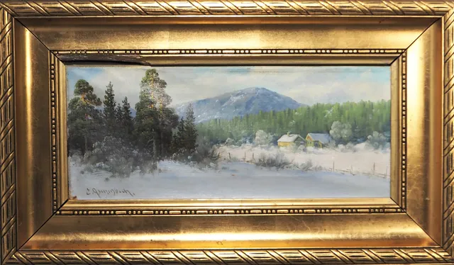 ERNST ASCHENBACH. olja på duk, vintermotiv, signerad.