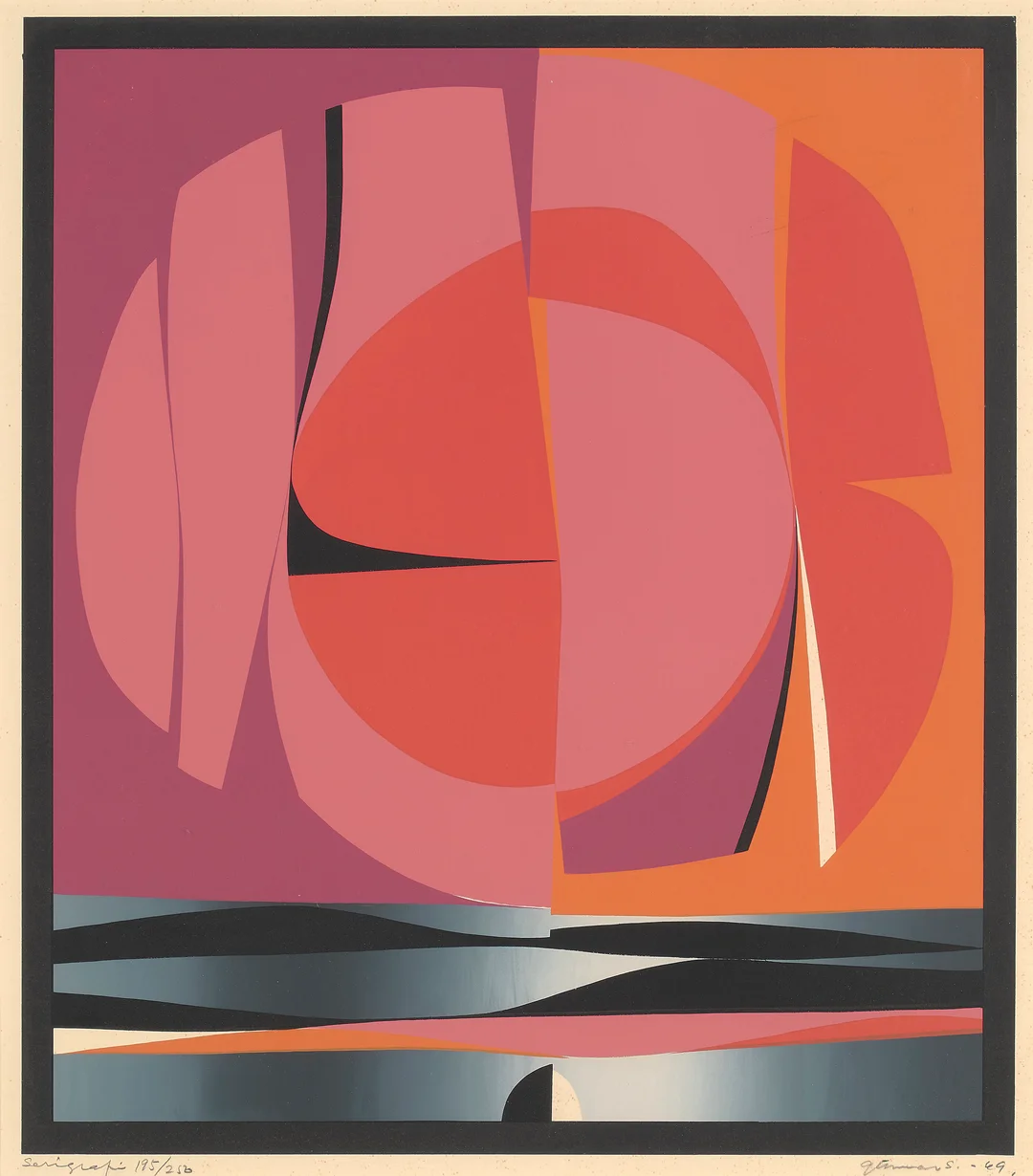 Gundersen, Gunnar S. — Komposisjon i rosa og orange, 1969 — Kunst/Grafikk — Blomqvist