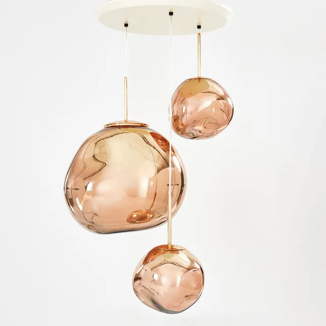 TOM DIXON. Taklampa, 3 kupor, ''Melt", blåsformad polykarbonat.