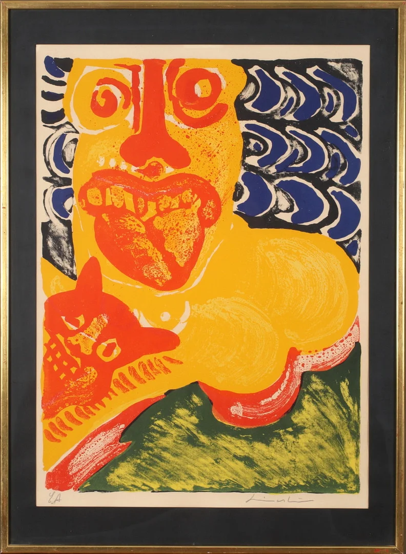 BENGT LINDSTRÖM. Komposition med figurer, litografi, signerad EA upplaga. — Engravings & Prints — Stadsauktion Sundsvall
