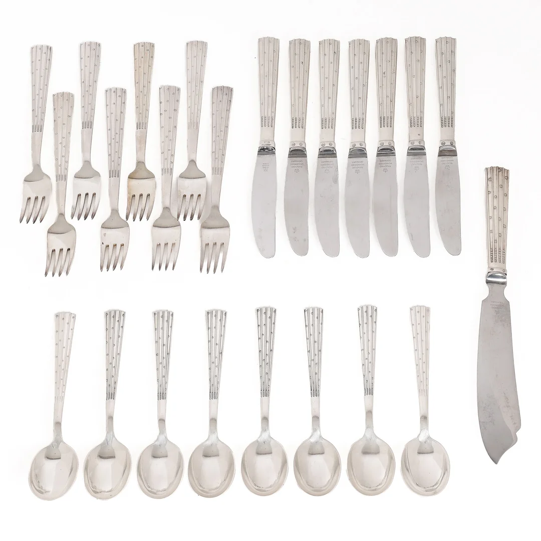 Jens Harald Quistgaard for O.V. Mogensen, 'Champagne' silver cutlery (24) — Silver, bronze, copper and pewter/Silver flatware — Lauritz