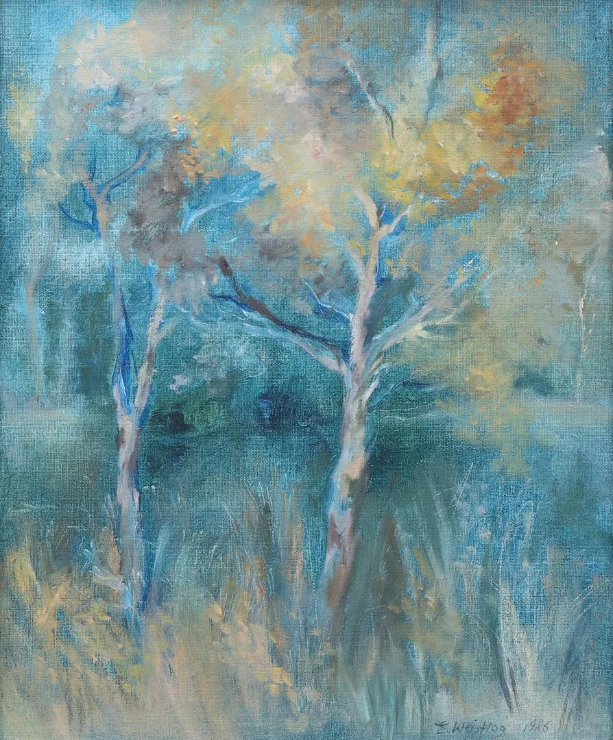 ELISABETH WEJSFLOG. Lövskog, olja på duk, signerad och daterad 1986. — Paintings — Garpenhus Auktioner