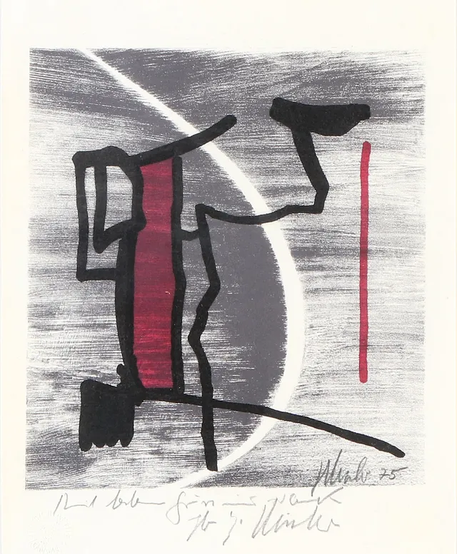 FRITZ WINTER. Grafiskt blad. Komposition. Signerad.