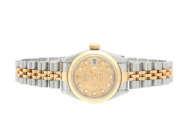 ROLEX, Oyster Perpetual, Datejust, Ref nr. 69173, Serie nr. 8970265, Cal 2135, Verk nr. 2 4060821, Boett nr. 69000A, damur, 26 mm, stål/guld, automatisk, safirglas (nagg), datum, utbytt urtavla, diamanturtavla ( 10 st. 8/8), defekt (akut servicebehov), Jubileelänk, viklås, Ref nr. 62523D-18-SH6/468 B, ca 1986.