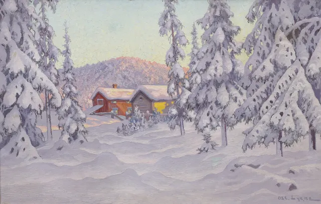 OSCAR LYCKE. Vinterlandskap, olja på duk, signerad.