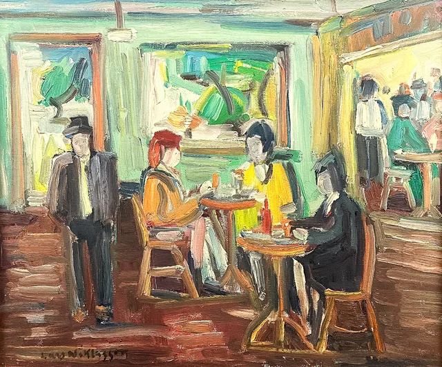 LARS NIKLASSON. OLJA PÅ DUK, "Cafe", signerad.