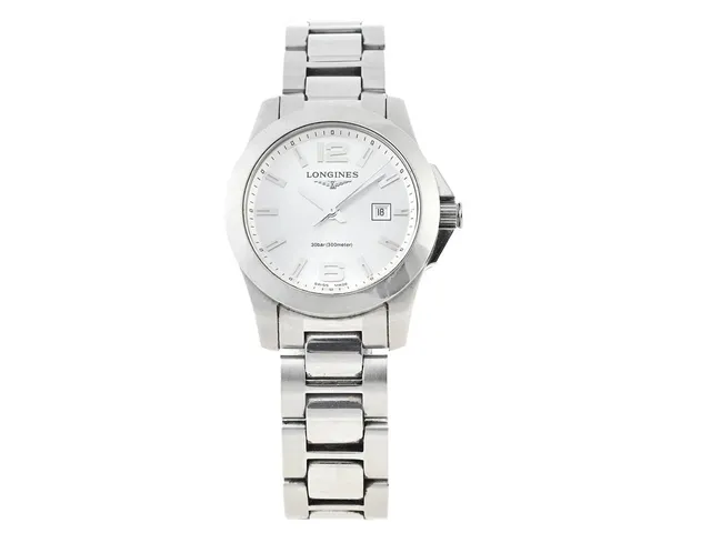 LONGINES, Conquest (30bar/300meter), Serie nr. 36882655, Ref nr. L3.277.4.76.6, Boett nr. L3.277.4, damur, 29 mm, stål, quartz, safirglas, datum, originallänk, viklås, Ref nr. L600131634 W, cert, april 2012, box, ytterkartong.