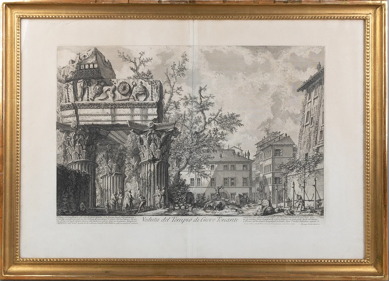 GIOVANNI BATTISTA PIRANESI. "Veduta del tempio di Giove Tonante", etsning. — Engravings & Prints — Stockholms Auktionsverk Helsingborg