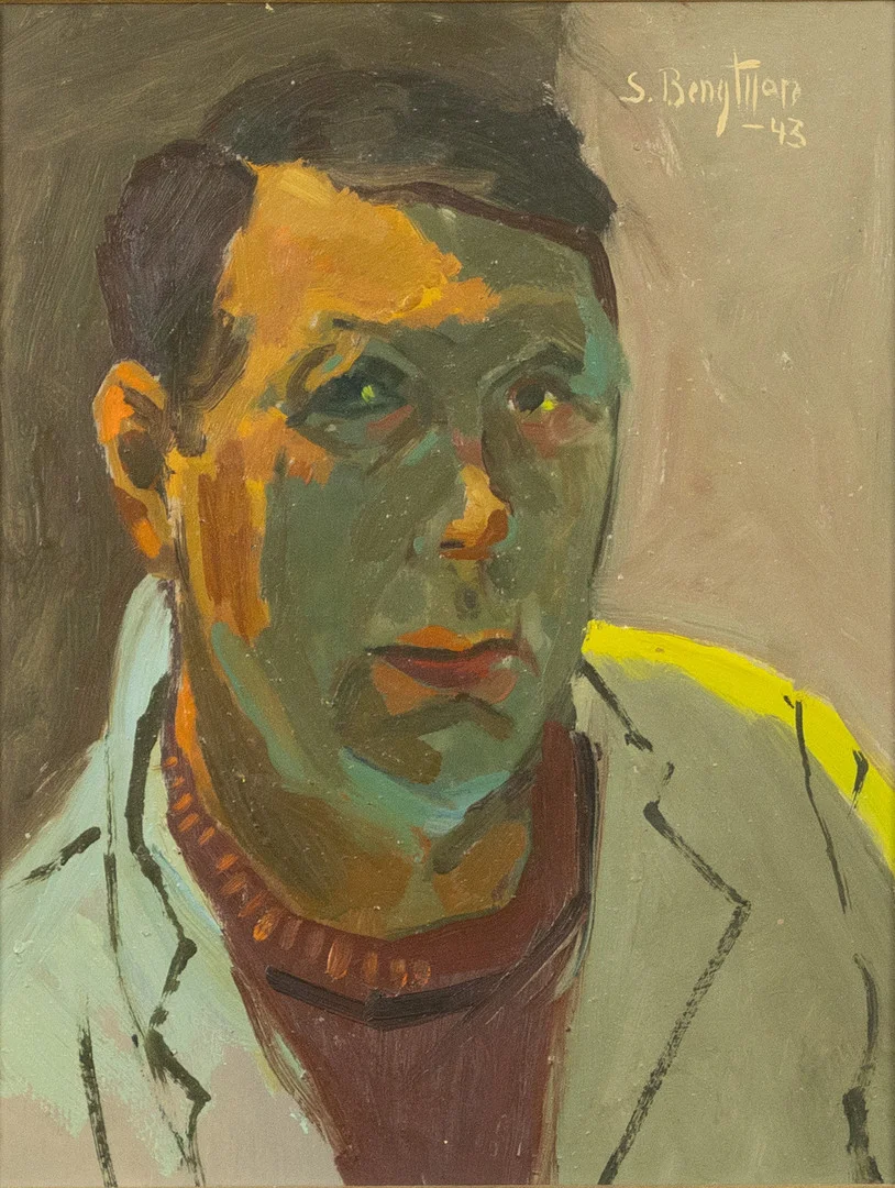 SIGFRID BENGTSSON. olja på pannå, självporträtt, signerad, daterad -43. — Paintings — Karljohan Auktioner