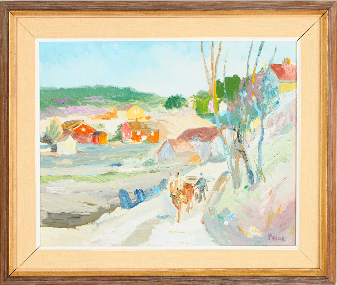 MARTIN POSER. Hästfora på landsväg. — Paintings — Uppsala Auktionskammare