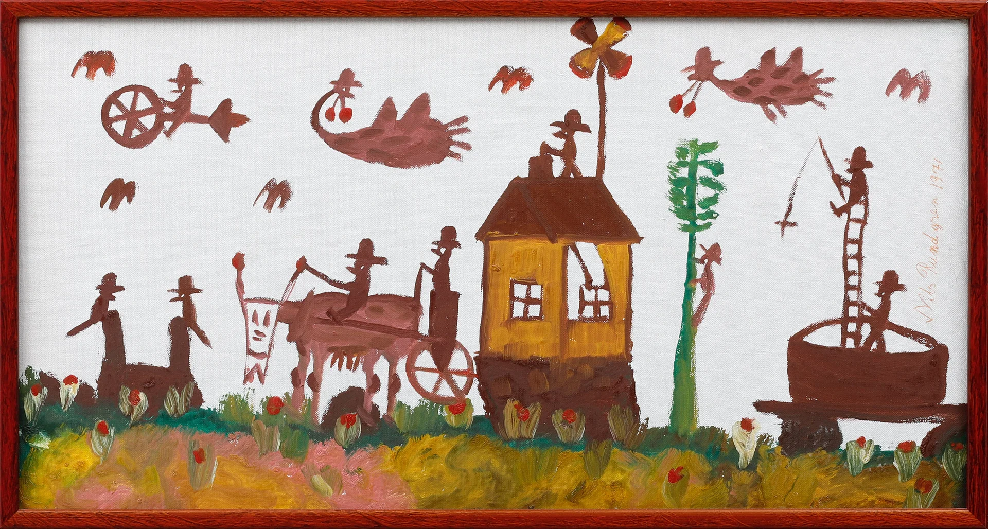 NILS RUNDGREN. Komposition med figurer, olja på duk, signerad och daterad 1971. — Paintings — Göteborgs Auktionsverk