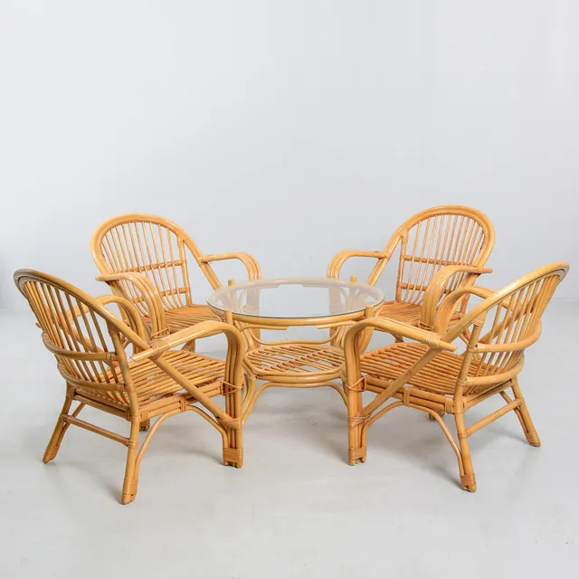 SITTGRUPP, 6 delar, bambu, 1900-talets andra del.