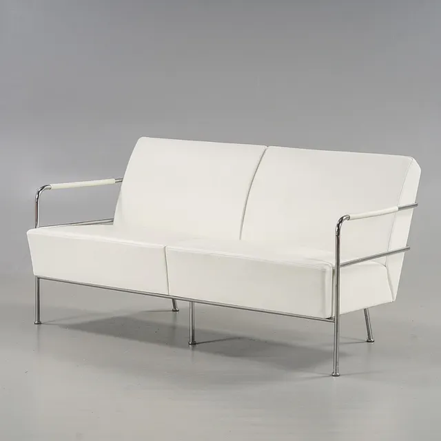 GUNILLA ALLARD. Soffa "Cinema" Vit läderklädsel, kromat stål, Lammhults, 1900/2000-tal.