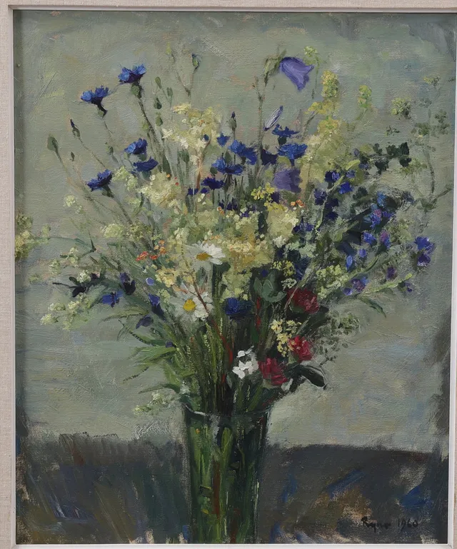 RYNO FRIBERG. Blomsterstilleben, olja på duk, signerad och daterad 1960.