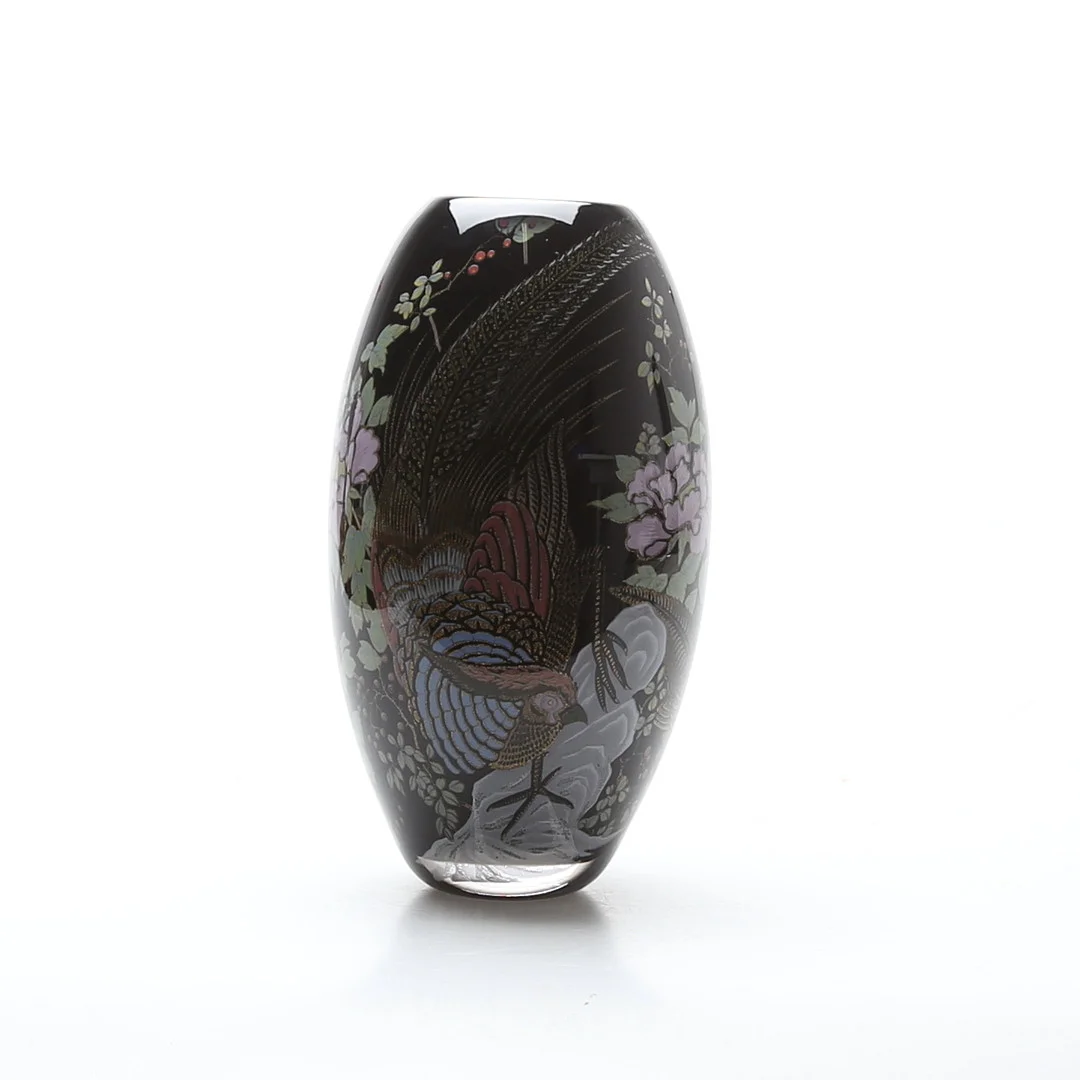 ROBERT OLDERGAARDEN. VAS, glas, graal "Japan" unik, 24K, signerad, modern. — Art glass — Kalmar Auktionsverk