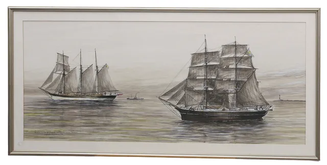 LARS HULTGREN. , Akvarell, skonert "Halland" och briggen "Gerda", Signerad L. Hultgren.