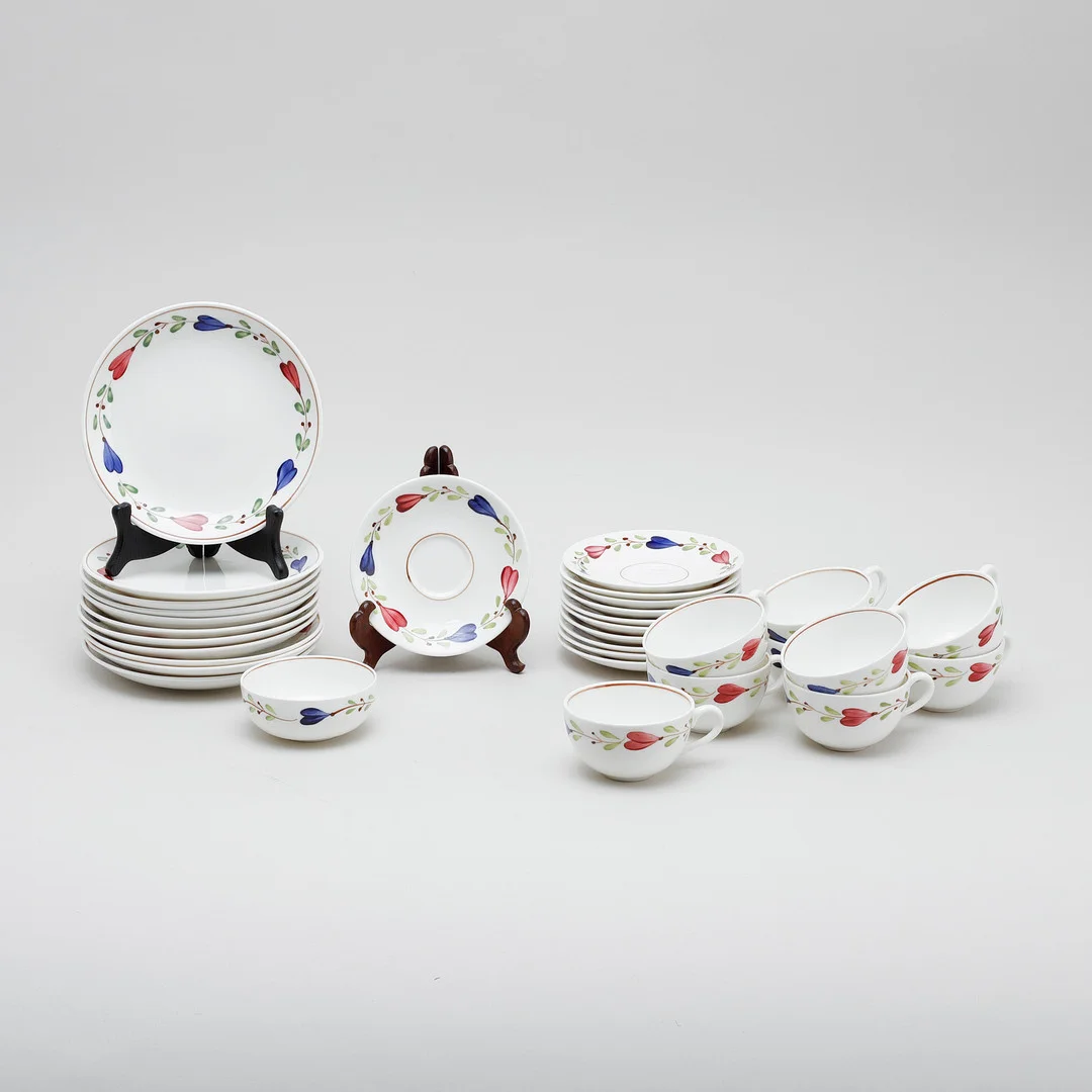 KAFFESERVIS, 20 delar, porslin, "Ranka", Stig Lindberg, Gustavsberg. — European — Göteborgs Auktionsverk