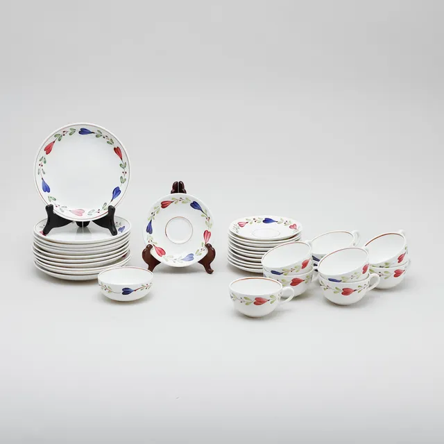 KAFFESERVIS, 20 delar, porslin, "Ranka", Stig Lindberg, Gustavsberg.
