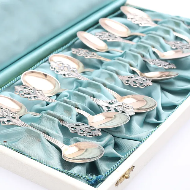 KAFFESKEDAR, 12 st, silver, totalvikt 116,6 gram.