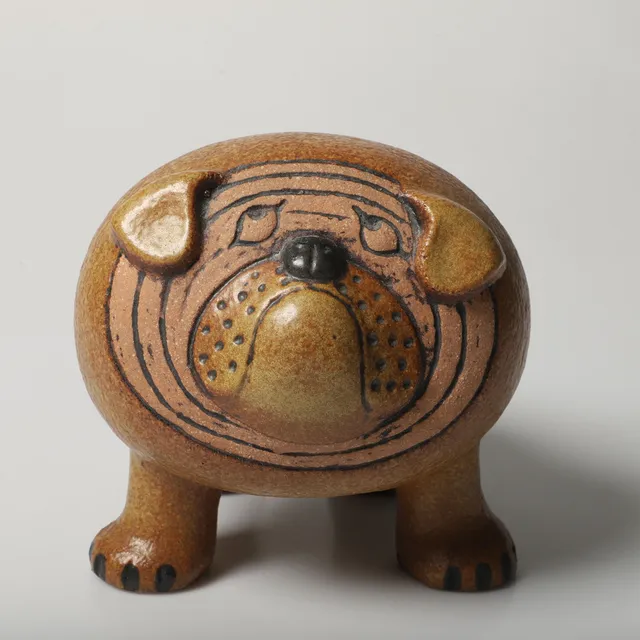 LISA LARSON. Figurin, "Bulldog Midi" ur serien Kennel, stengods, Gustavsberg.