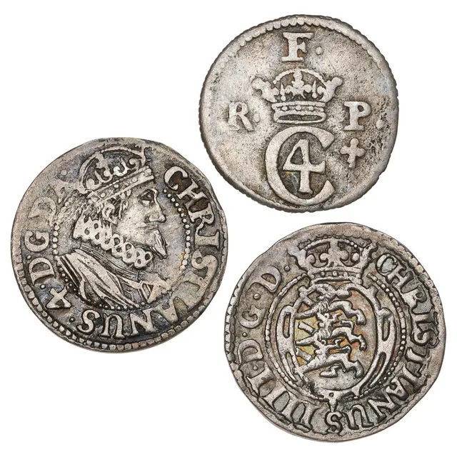 Christian IV, 6 skilling 1628, H 139A, 6 skilling 1629, H 140B, as well as 8 skilling 1624, H 133, in total 3 pcs