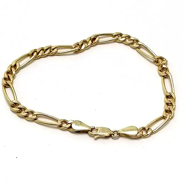 9CT GOLD FANCY LINK BRACELET.
