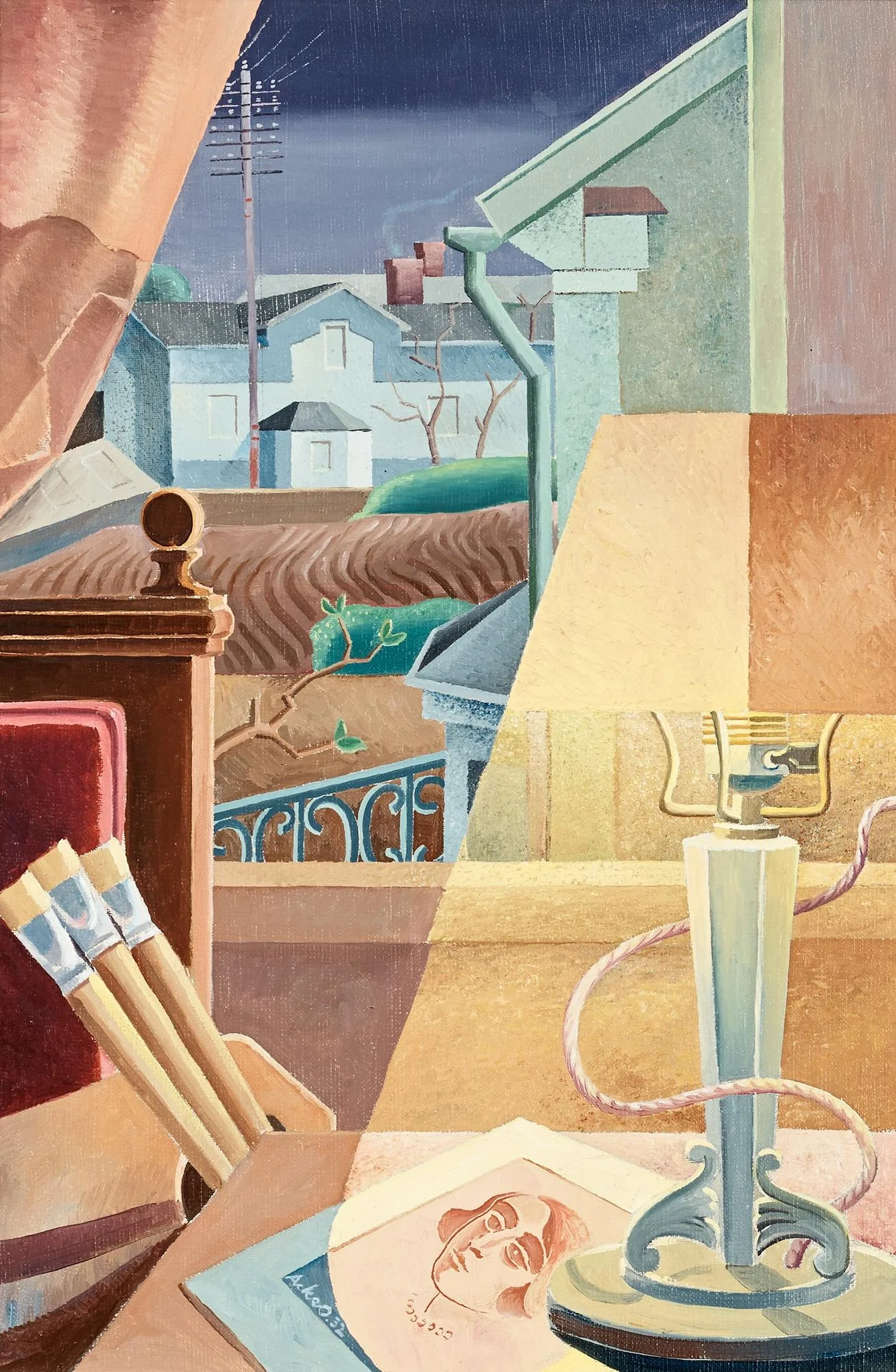 Axel Olson, "Interiör med lampa". — Bukowskis