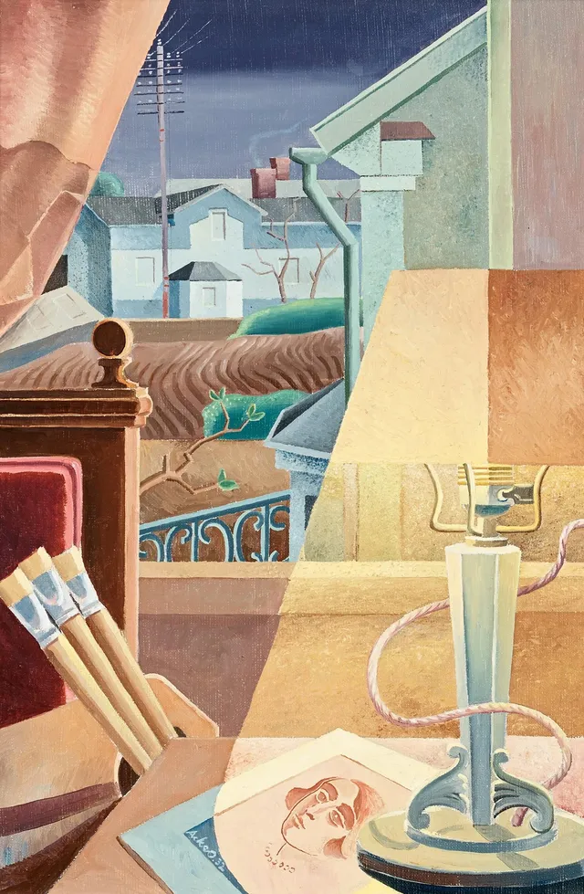Axel Olson, "Interiör med lampa".