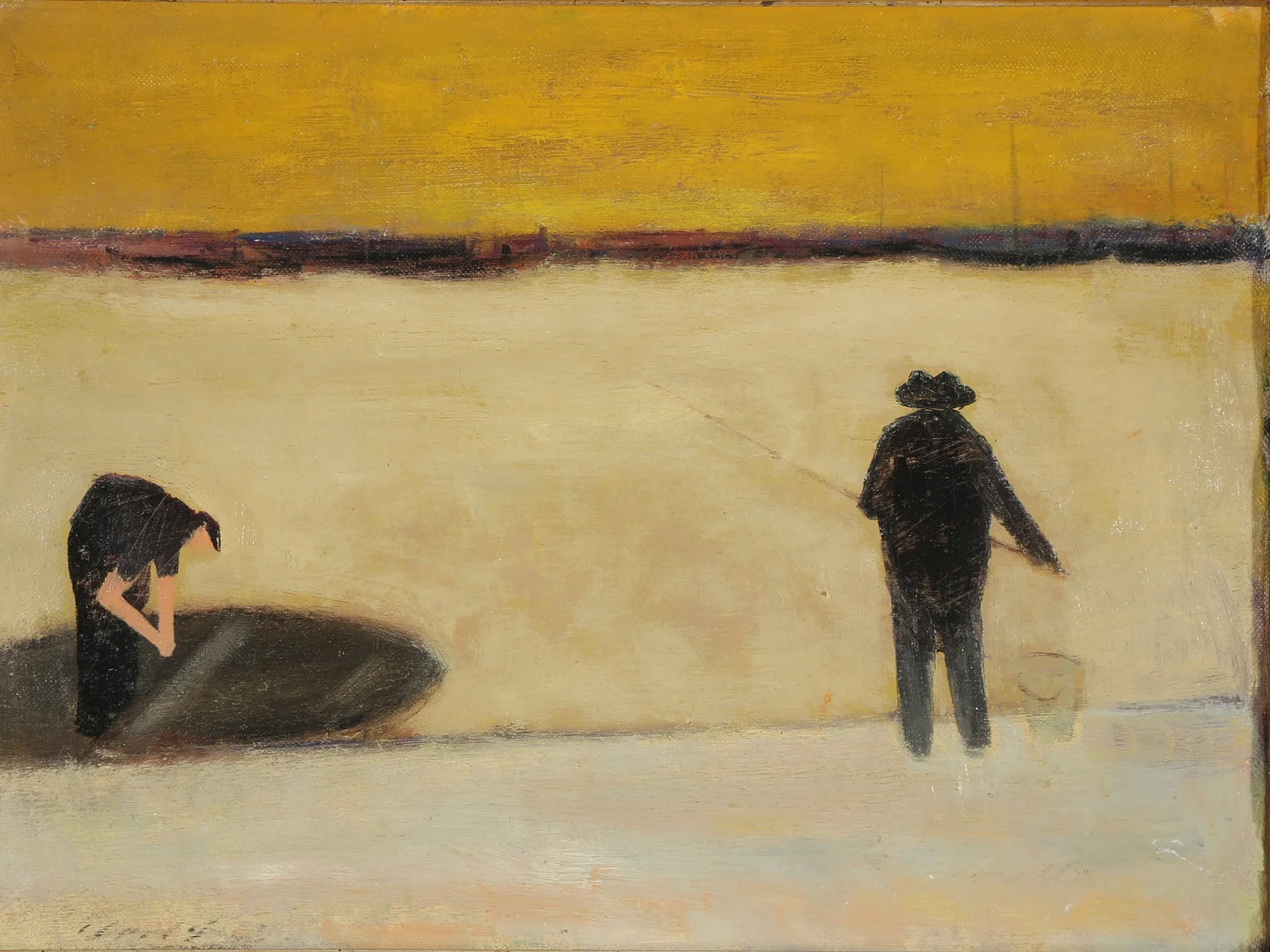 CORT JACOBSEN (1911-1967). "Havnebillede - Sommeraften", olie på lærred. — Paintings — Bidstrup Auktioner