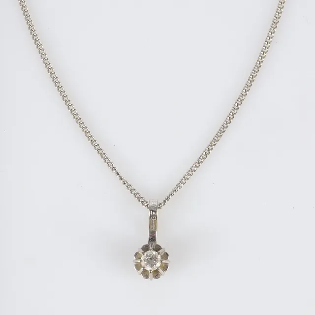 HÄNGE MED KEDJA, 18 K vitguld med briljantslipad diamant, 0,08 ct.