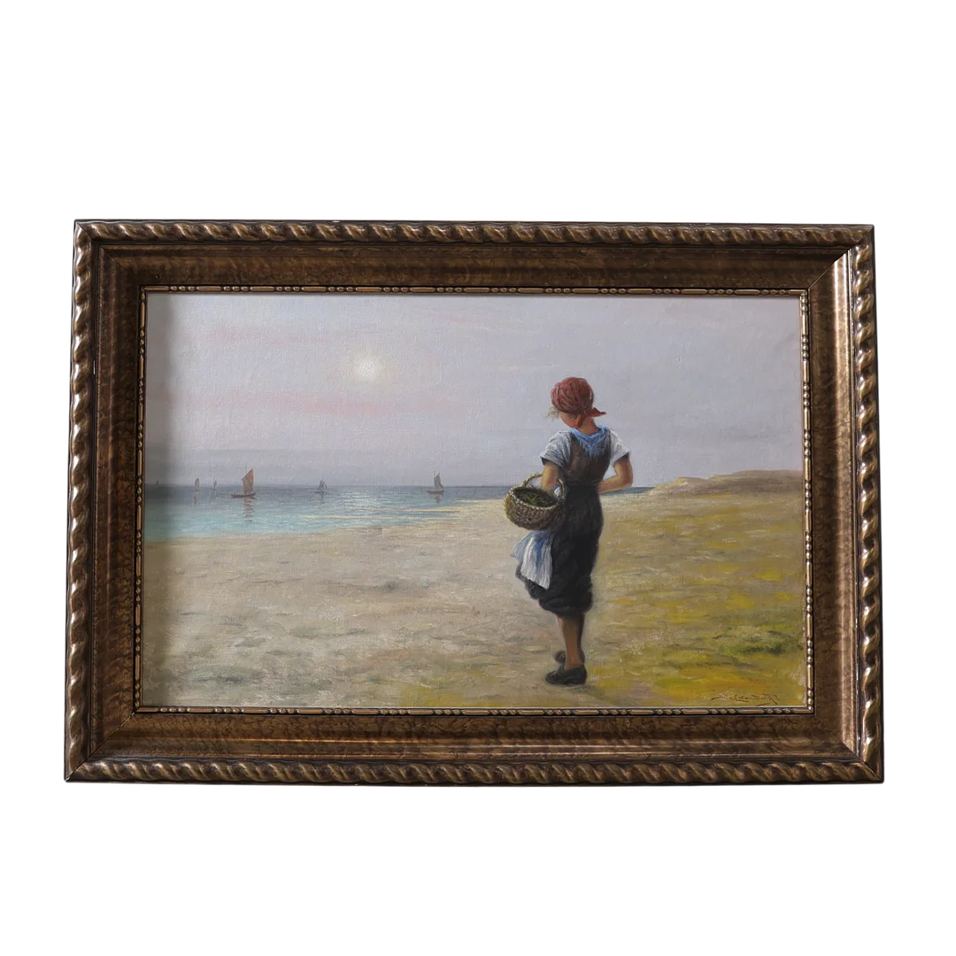 STEN EKENDAHL. Kvinna på strand, olja på duk, signerad, 1900-tal. — Paintings — Gomér & Andersson Nyköping
