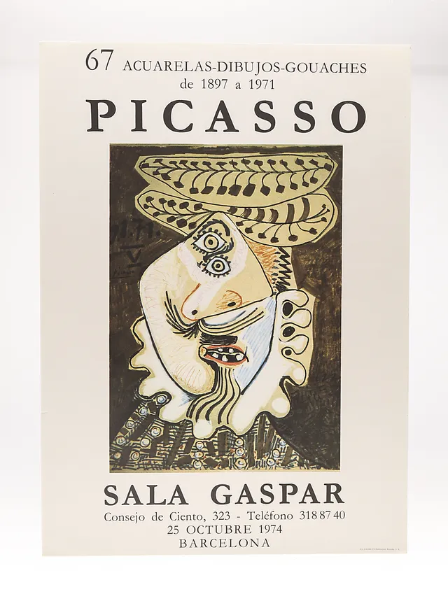 AFTER PABLO PICASSO. Exhibition poster of Sala Gaspar from Barcelona, 1974.