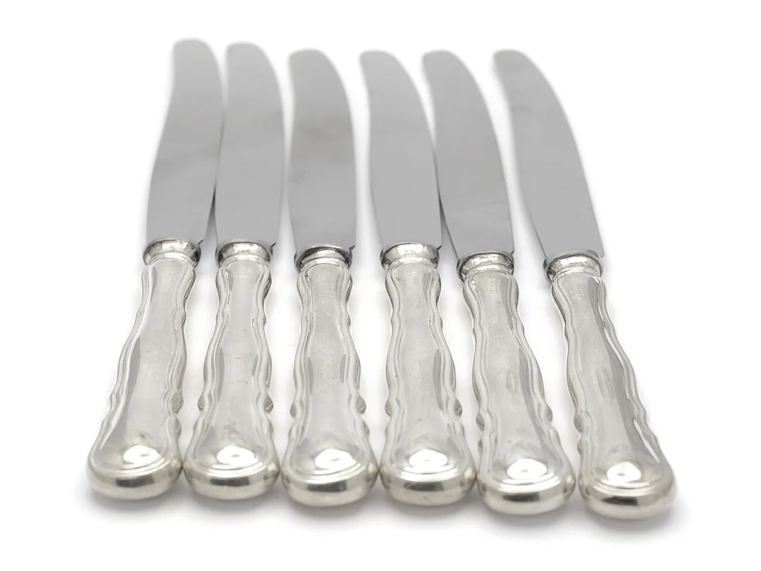 Matknivar, 6, i silver bruttovikt 550,7g 245mm, modell okänd — Silver/Matsilver — Kaplans