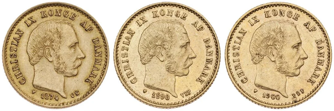 10 kr 1874 CS, 1898 VBP, 1900 VBP, H 9A-B, F 296, in total 3 pcs — Coins, Medals & Banknotes/Denmark/Christian IX, 1863–1906 — Bruun Rasmussen