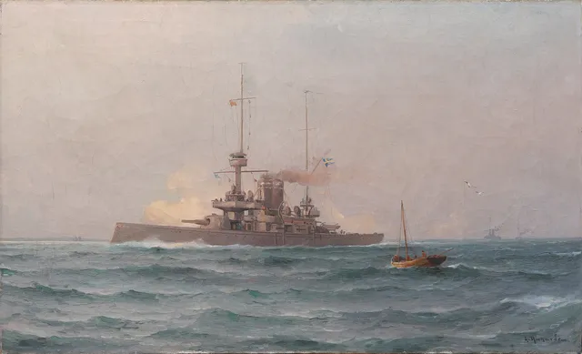 LUDVIG RICHARDE. PANSARSKEPP I ODEN-KLASS, signerad.