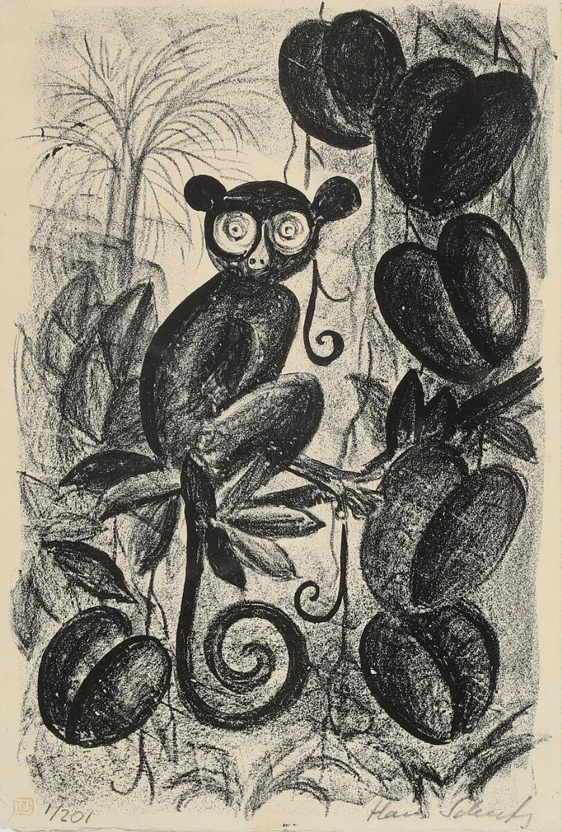 “Halvaber”, 1964. Signed Hans Scherfig, 1/201. Lithograph. Sheet size 28×19 cm. — Modern Prints/Classical modernism — Bruun Rasmussen
