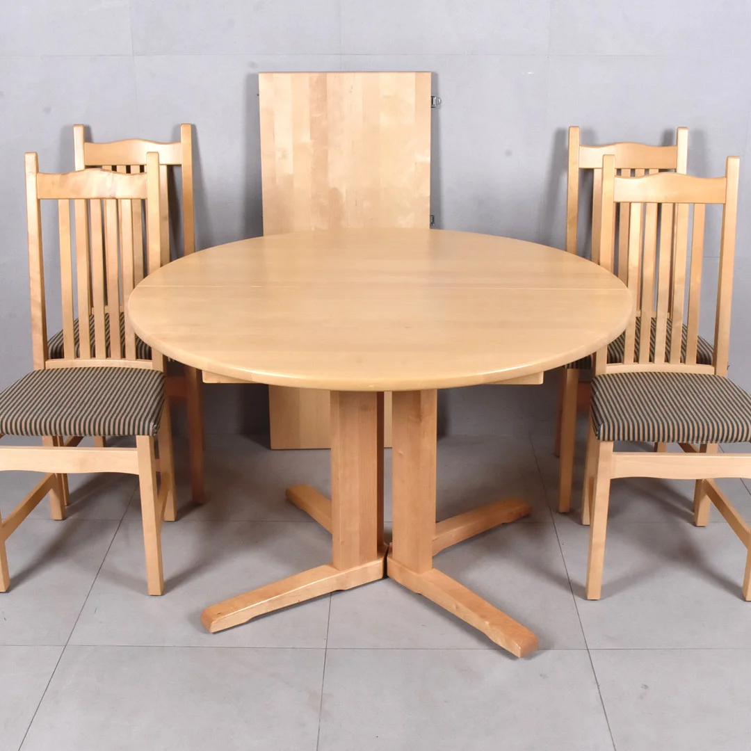 MATBORD, samt stolar 7-delar, Björka, Yngve Ekström, Stolab. — Tables — Halmstads Auktionskammare