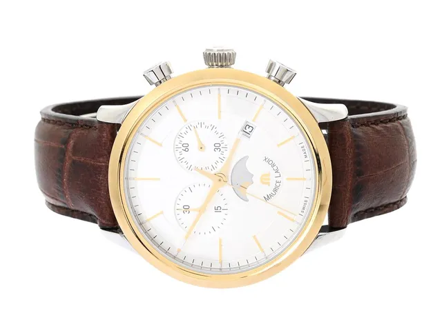 MAURICE LACROIX, Les Classiques, Serie nr. AA37627, Boett nr. LC 1148, kronograf, herrur, 40 mm, bicolour, quartz, safirglas, datum, månfas, läderband, viklås, cert, maj 2012, box, ytterkartong.