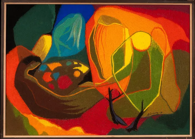 IVAR RÖNNBERG. Pastell på på textil, "Eos och Katalos.", Signerad och daterad 1974.